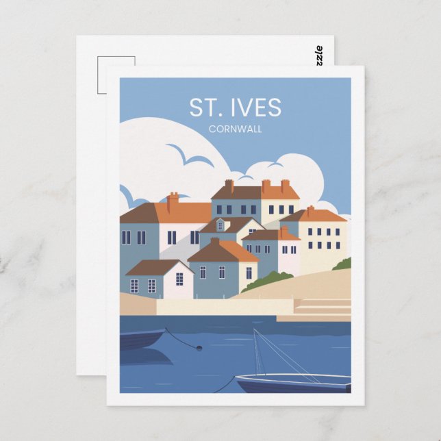 Illustration av Berömden St Ives Cornwall Travel S Vykort (Fram/baksida)