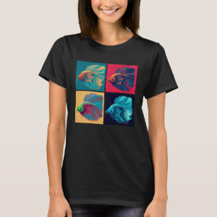 Illustration av betafiskopulat Färgfulla djur Kvin T Shirt