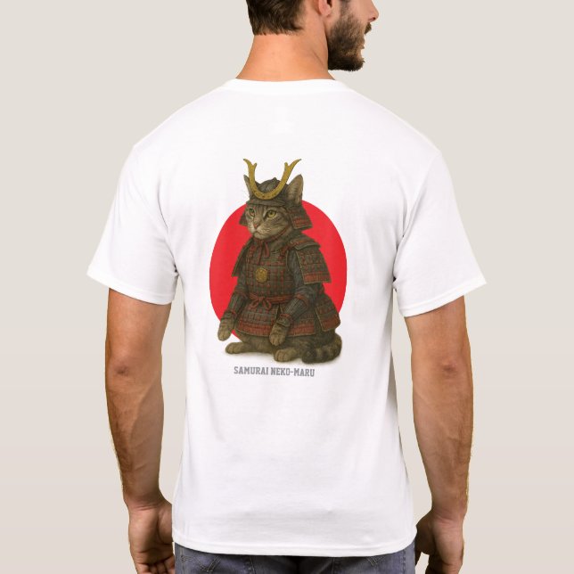 Illustration av beväpnad katt t shirt (Baksida)