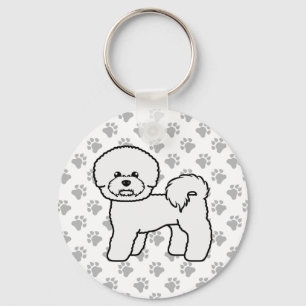 Illustration av Bichon Frise Cute Tecknad hund Nyckelring