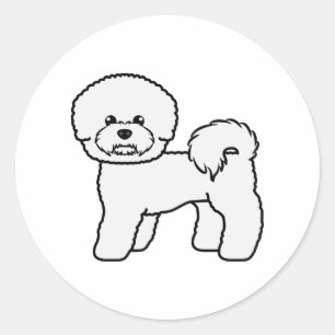 Illustration av Bichon Frise Cute Tecknad hund Runt Klistermärke