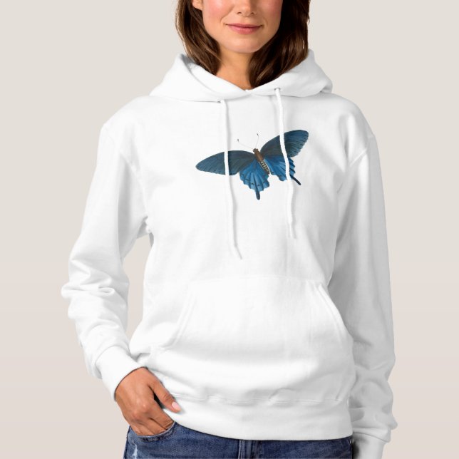 Illustration av blå fjäril tee shirt (Framsida)