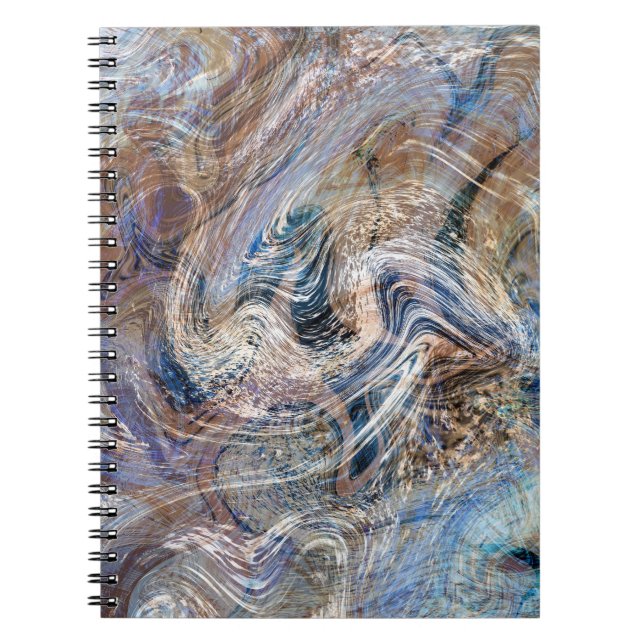 Illustration av blå Grått Fluid Marbling Anteckningsbok (Framsidan)