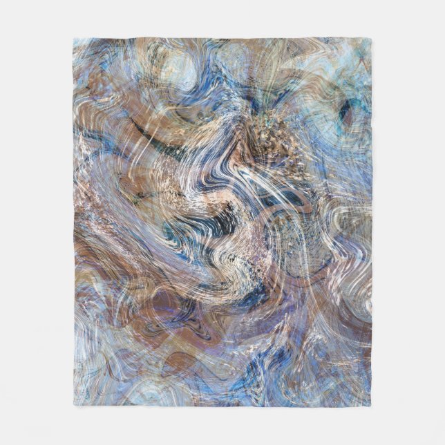 Illustration av blå Grått Fluid Marbling Fleecefilt (Framsidan)
