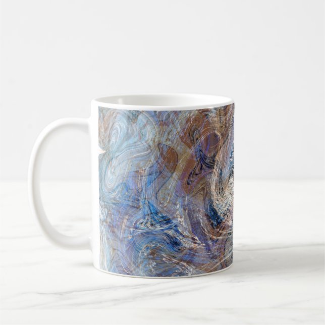 Illustration av blå Grått Fluid Marbling Kaffemugg (Vänster)