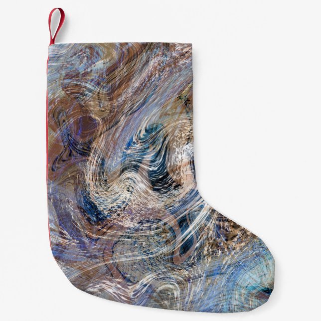Illustration av blå Grått Fluid Marbling Liten Julstrumpa (Framsidan)