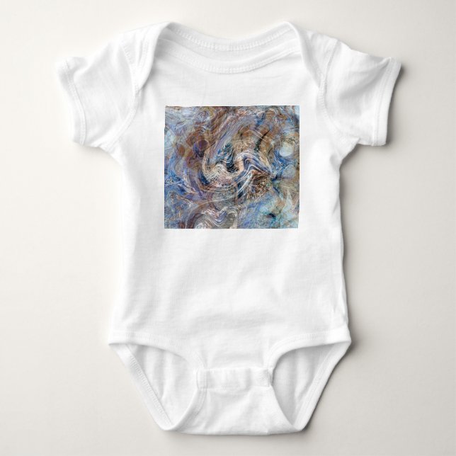 Illustration av blå Grått Fluid Marbling T Shirt (Framsida)