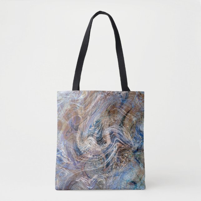 Illustration av blå Grått Fluid Marbling Tygkasse (Framsida)