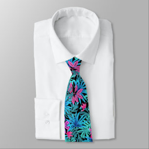 Illustration av blå och Rosa Tropical Lövs Slips
