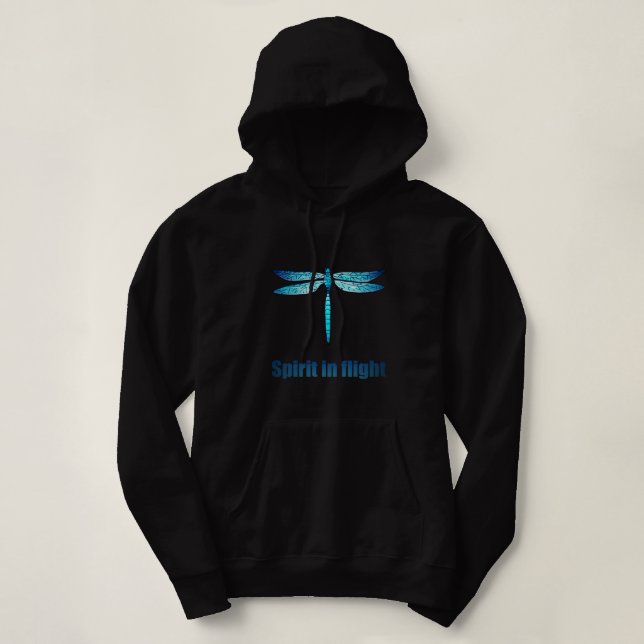 Illustration av blå trollslända i flykt t shirt (Design framsida)