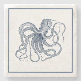 Illustration av blå Vintage oktopus Stenunderlägg