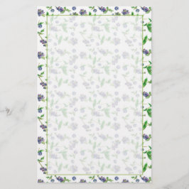 Illustration av blåbärsfruktens vattenfärg brevpapper