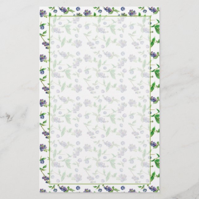 Illustration av blåbärsfruktens vattenfärg brevpapper (Framsida)