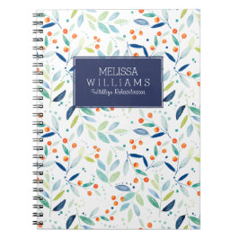 Illustration av Blad och Berries Mönster Anteckningsbok Med Spiral