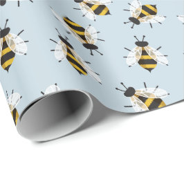 Illustration av blek Blue Rustic Bee Presentpapper