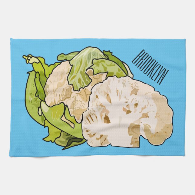 illustration av blomkålens tecknad kökshandduk (Horisontell)