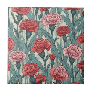 illustration av blomman från rosa nejlikor kakelplatta