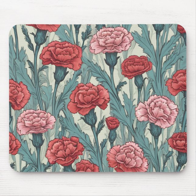 illustration av blomman från rosa nejlikor musmatta (Framsidan)