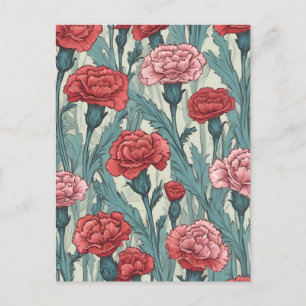 illustration av blomman från rosa nejlikor vykort