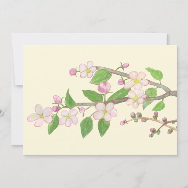 Illustration av blommande äppelträdgren julkort (Framsida)