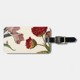 Illustration av blommande blommor med rosa och röd bagagebricka