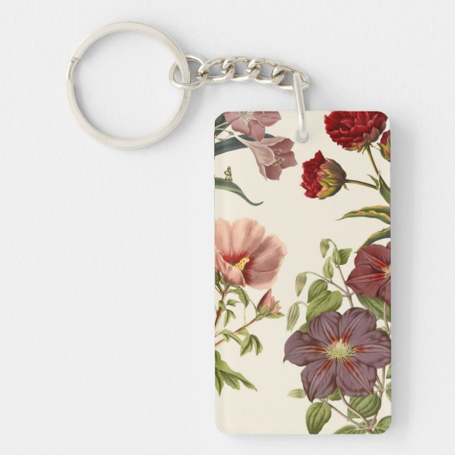 Illustration av blommande blommor med rosa och röd nyckelring (Framsidan)