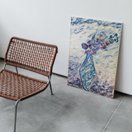 Illustration av Blommigt Vas med texturerad strukt Canvastryck