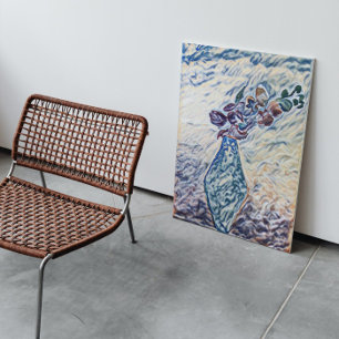 Illustration av Blommigt Vas med texturerad strukt Canvastryck