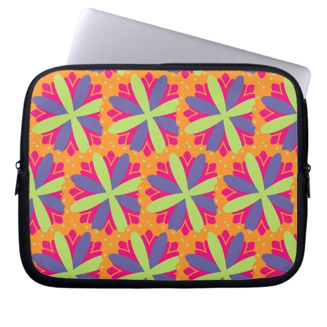 illustration av blommigtar för orange laptop fodral (Framsidan)