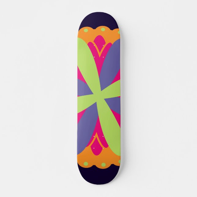 illustration av blommigtar för orange mini skateboard bräda 18,5 cm (Framsida)