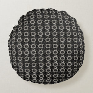 Illustration av Blommigten Intricate Black and Whi Rund Kudde