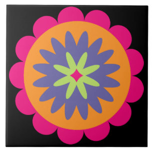 illustration av blommigten orange och rosa kakelplatta