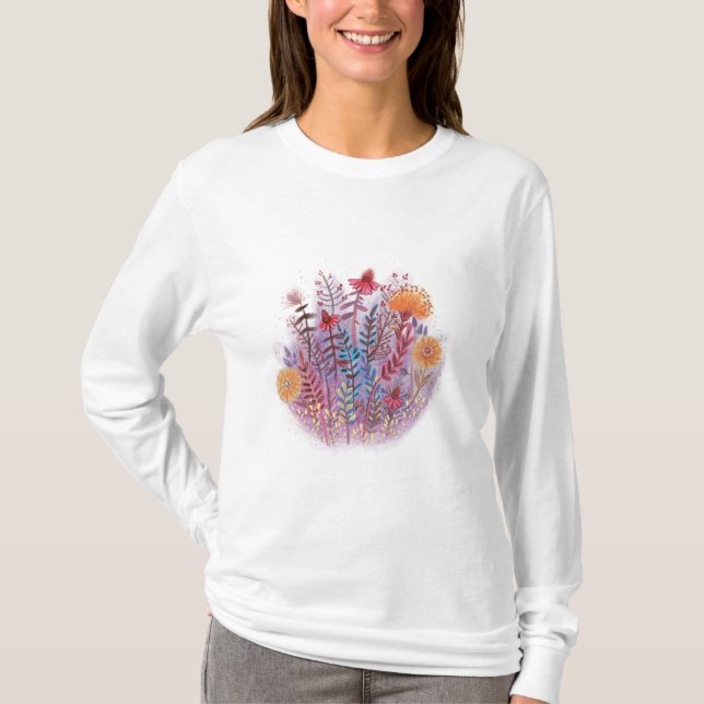 illustration av blommigten t shirt (Framsida)