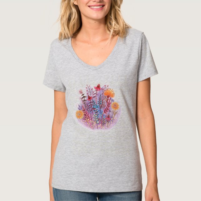 illustration av blommigten t shirt (Framsida)