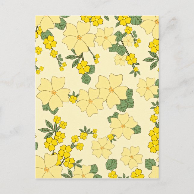Illustration av Blommönstret vintage Gult Vykort (Framsida)