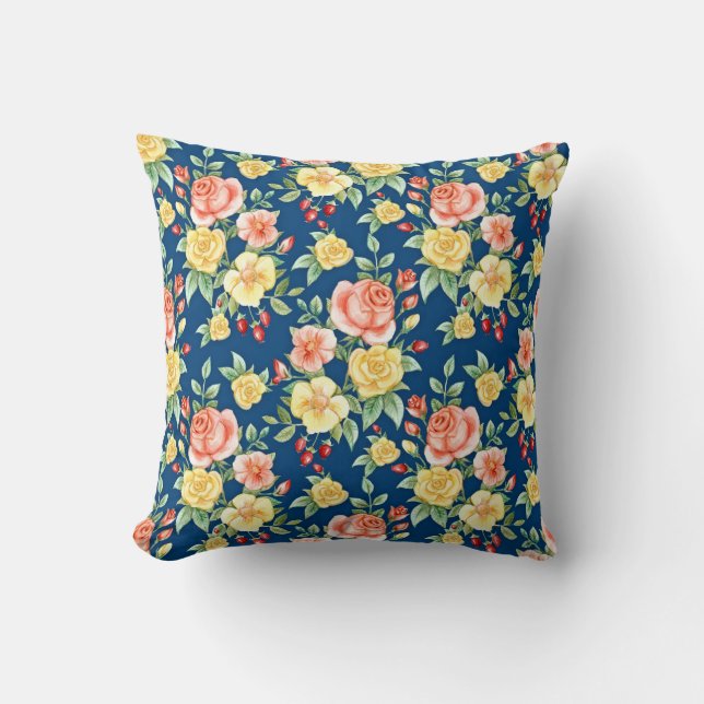 Illustration av Blommönstret vintage Ro Kudde (Framsida)