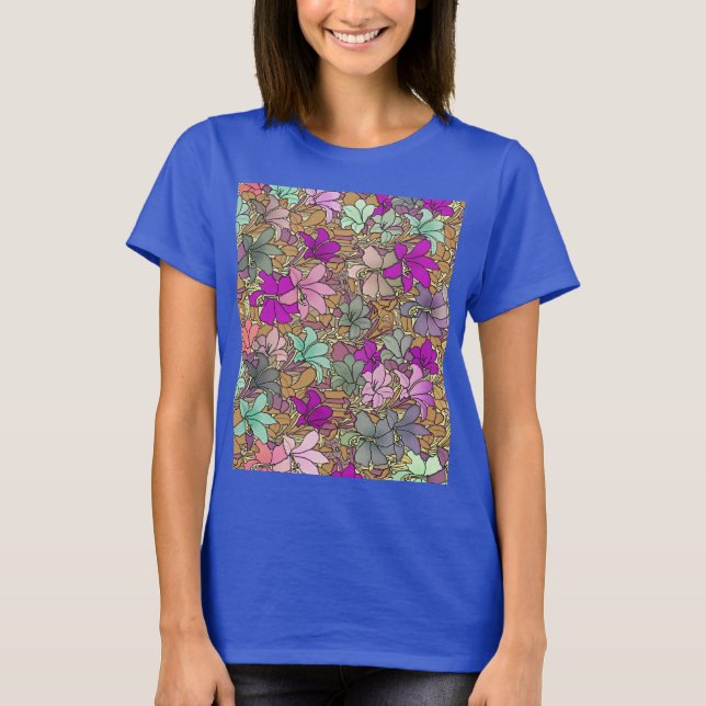 Illustration av Blommönstret vintage T Shirt (Framsida)