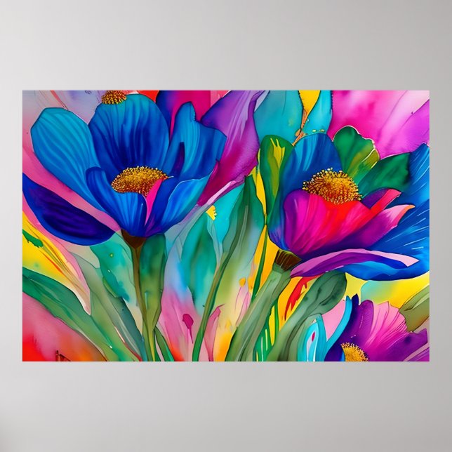 Illustration av blommor av blomnande blommigt poster (Framsidan)