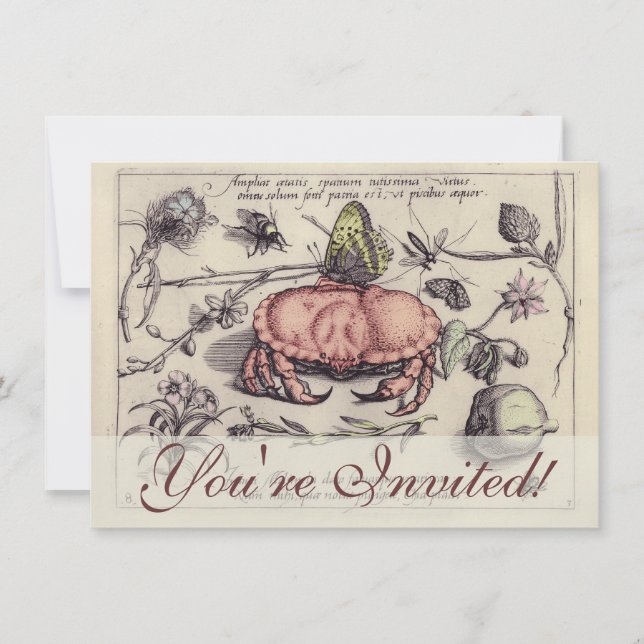 Illustration av blomning från krabbbotaniska Insek Inbjudningar (Framsida)