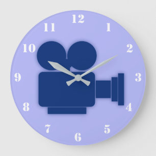 ILLUSTRATION AV BLUE MOVIE CAMERA MED VITNUMMER STOR KLOCKA