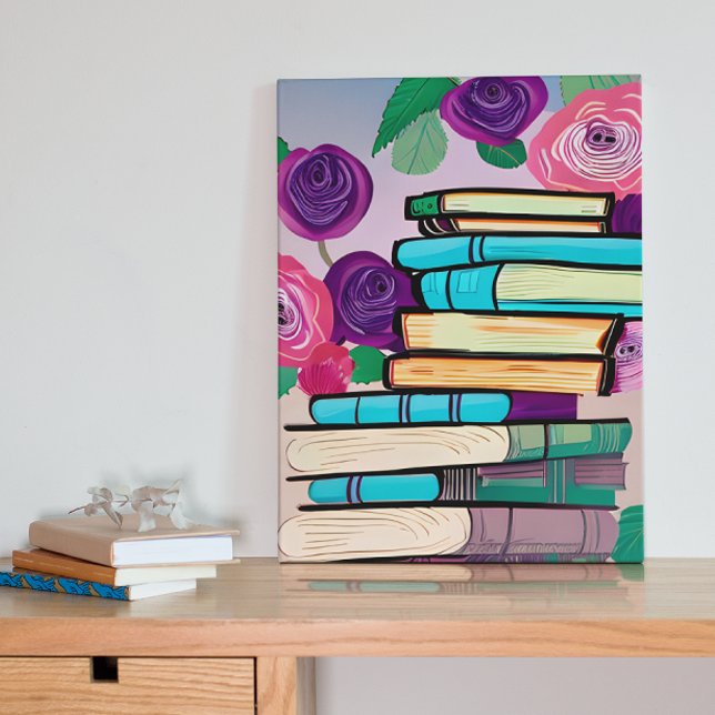 Illustration av böcker och blommor Digital konst Poster (Skapare uppladdad)