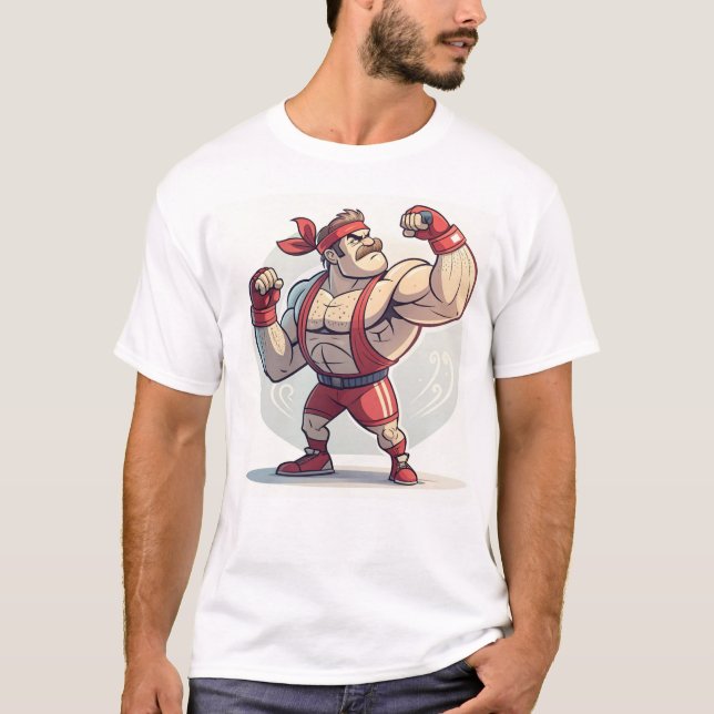Illustration av BodyBuilder-Tecknad T Shirt (Framsida)