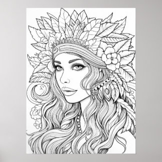 Illustration av Bohemian Goddes Line Art Illustrat Poster