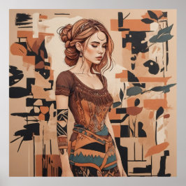 Illustration av bohemisk feminin poster