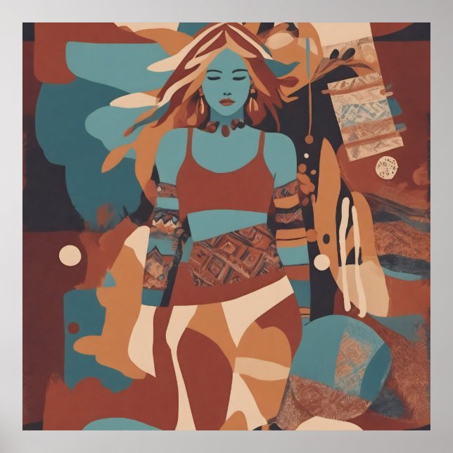 Illustration av bohemisk feminin poster (Framsidan)