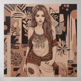 Illustration av bohemisk feminin poster
