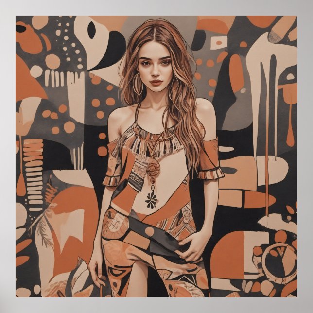 Illustration av bohemisk feminin poster (Framsidan)