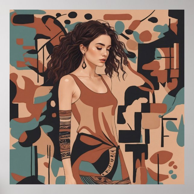 Illustration av bohemisk feminin poster (Framsidan)