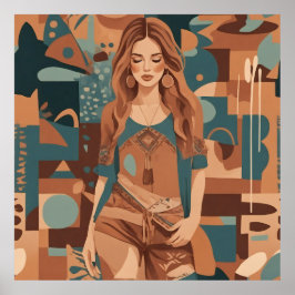 Illustration av bohemisk feminin poster