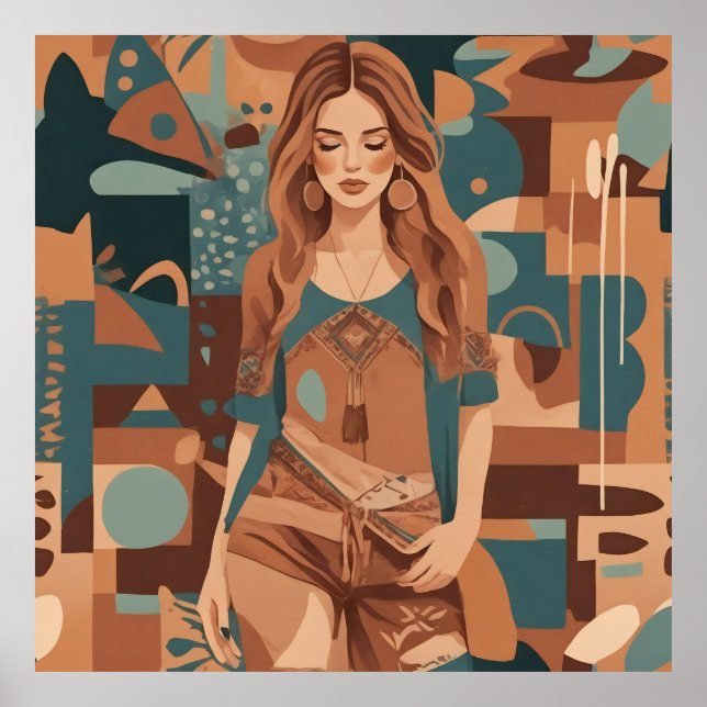 Illustration av bohemisk feminin poster (Framsidan)